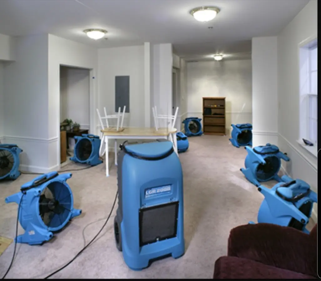 Air movers and dehumidifier setup for Water Extraction & Removal in Kalkaska